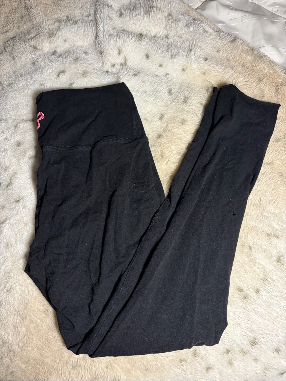 TNA Black High-Waist Leggings with Pink Logo Detail